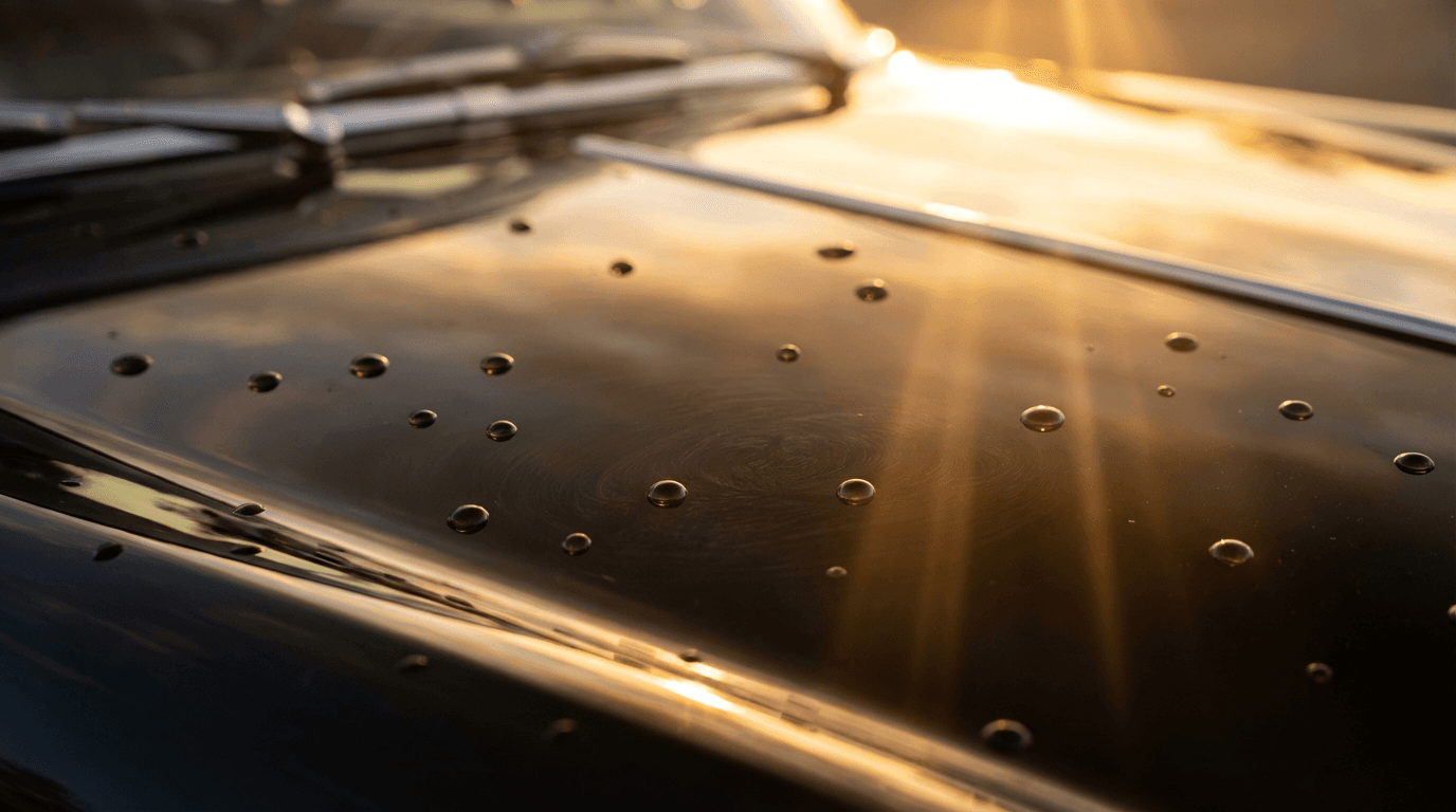 Professional detailer polishing luxury sedan with precision